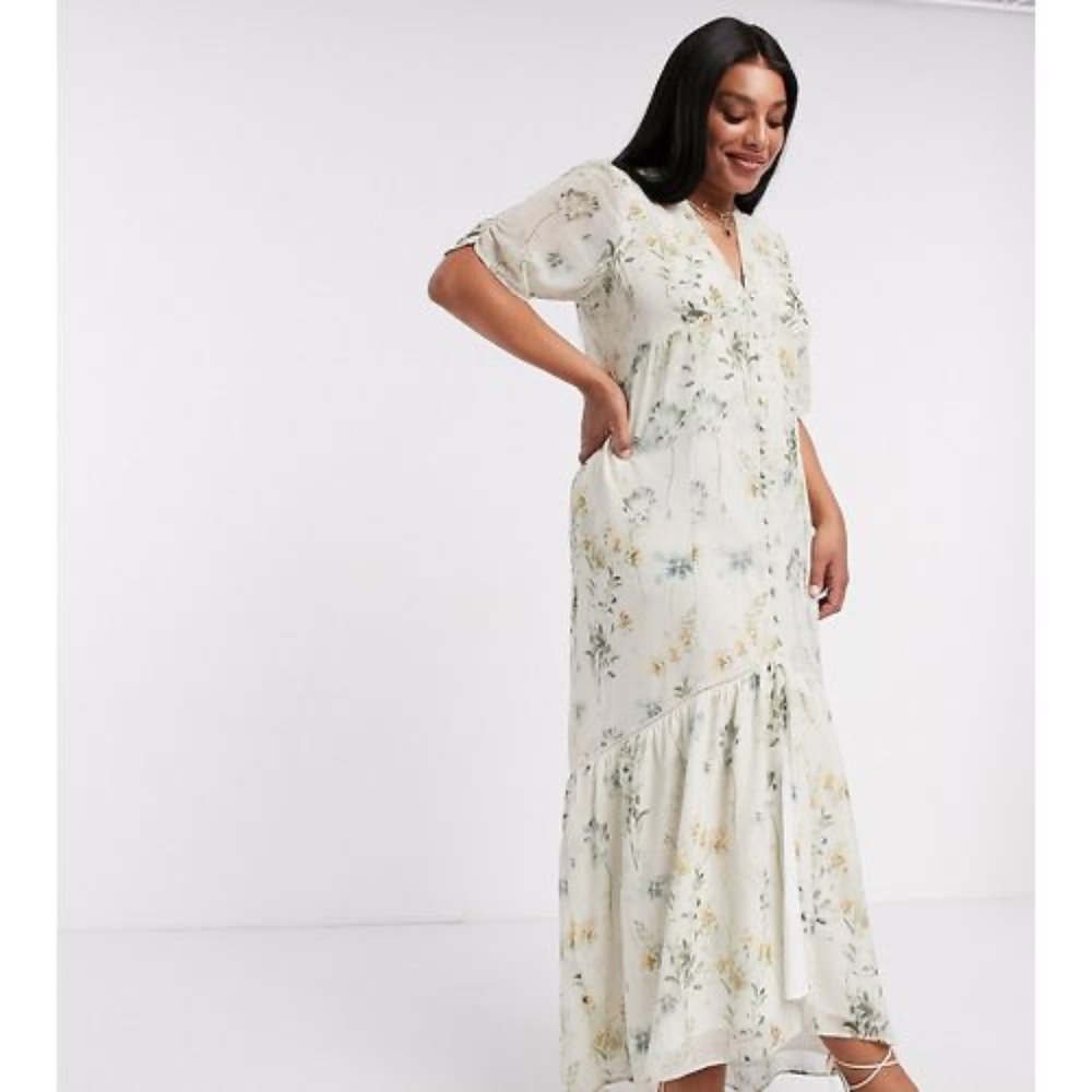 Hope & Ivy Yellow Floral Maxi Dress